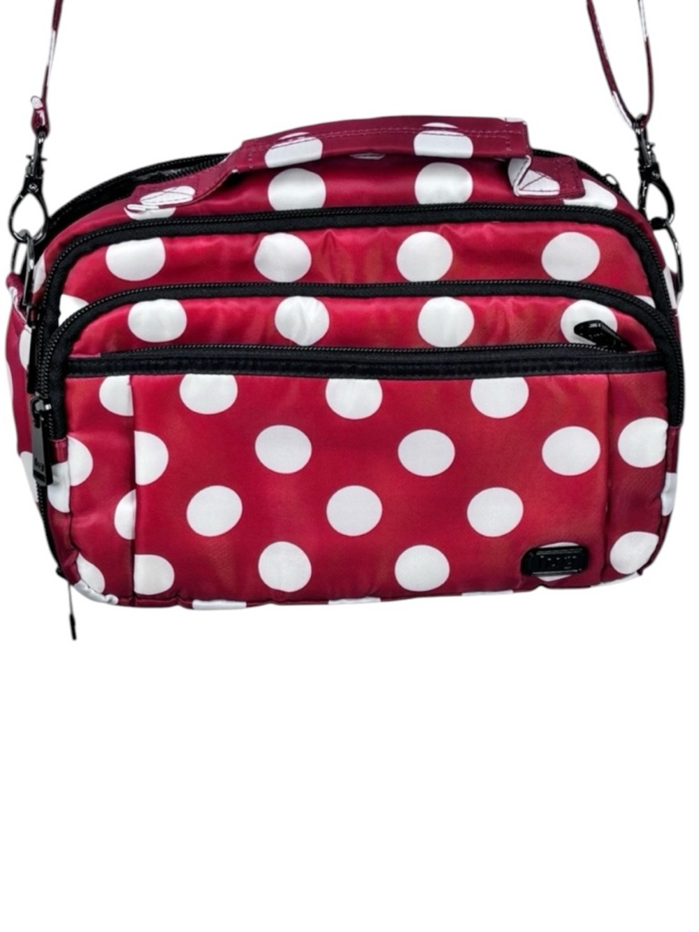 Lug Crimson Red & White Polka Dot Multi Pocket Scoop 2 Crossbody Bag
